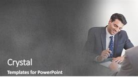  Presentation with agreement signing - Theme featuring real estate backgrounds - digital composite of business people background and a gray colored foreground