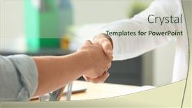  Presentation with estate - PPT theme featuring real estate broker and customer shaking hands in office background and a soft green colored foreground