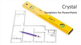  Presentation with apartment - Presentation theme consisting of real estate bubble - apartment plan isolated on white background and a white colored foreground