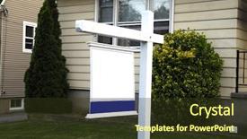  Presentation with signboard - Presentation theme consisting of real estate bubble - beautiful house with a signboard background and a  colored foreground