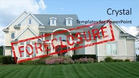  Presentation with foreclosure - Audience pleasing presentation theme consisting of real estate bubble - foreclosure stamp across a luxury backdrop and a light blue colored foreground