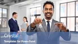  Presentation with realtor - Slides enhanced with real-estate-business-and-people background and a ocean colored foreground