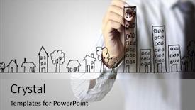  Presentation with real estate - Cool new presentation with real estate business man drawing backdrop and a light gray colored foreground