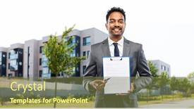  Presentation with realtor - Presentation theme consisting of real-estate-business-mortgage background and a tawny brown colored foreground