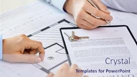  Presentation with real estate purchase - Audience pleasing PPT theme consisting of real-estate-business-sale backdrop and a sky blue colored foreground