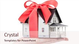  Presentation with real estate - Amazing PPT theme having real estate concept - hand holding backdrop and a lemonade colored foreground