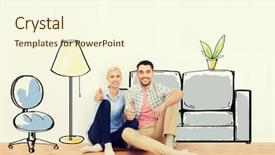  Presentation with business people moving gear - PPT theme consisting of real estate concept - happy couple background and a cream colored foreground