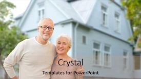  Presentation with old age - Theme enhanced with real estate concept - happy senior background and a coral colored foreground