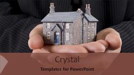  Presentation with real estate - PPT theme having real-estate-concept-businessman-holding background and a  colored foreground