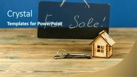  Presentation with estate - Slide set with real-estate-concept-house background and a ocean colored foreground