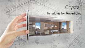  Presentation with real estate - Audience pleasing presentation theme consisting of real-estate-concept-mixed-media backdrop and a light gray colored foreground