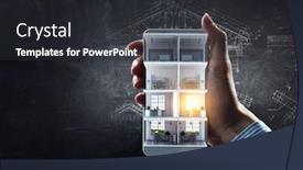  Presentation with real estate - Amazing PPT theme having real-estate-concept-mixed-media backdrop and a dark gray colored foreground