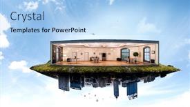  Presentation with real estate - Slide deck having real-estate-concept-mixed-media background and a light blue colored foreground