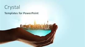  Presentation with real estate - Colorful PPT theme enhanced with real-estate-concept-mixed-media backdrop and a sky blue colored foreground