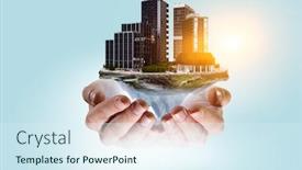  Presentation with estate - Slide set with real-estate-concept-mixed-media background and a sky blue colored foreground