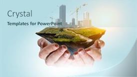  Presentation with real estate - Presentation theme enhanced with real-estate-concept-mixed-media background and a sky blue colored foreground