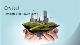  Presentation with real estate - Colorful PPT theme enhanced with real-estate-concept-mixed-media backdrop and a sky blue colored foreground