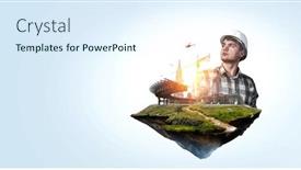  Presentation with real estate - Presentation having real-estate-concept-mixed-media background and a  colored foreground