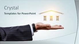  Presentation with real estate - Presentation theme having real-estate-concept-mixed-media background and a sky blue colored foreground