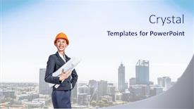  Presentation with estate - Presentation theme having real-estate-concept-mixed-media background and a sky blue colored foreground