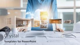  Presentation with estate - Presentation theme having real-estate-concept-mixed-media background and a light blue colored foreground