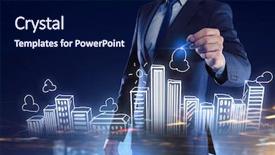  Presentation with real estate - PPT theme enhanced with real estate concept mixed media background and a navy blue colored foreground