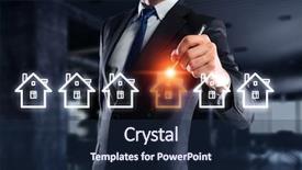  Presentation with estate - PPT theme with real estate concept mixed media background and a navy blue colored foreground