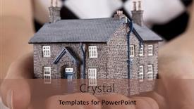  Presentation with real estate - Audience pleasing slides consisting of real-estate-concept-woman-holding backdrop and a  colored foreground