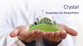  Presentation with real estate - PPT theme featuring real estate concept background and a sky blue colored foreground