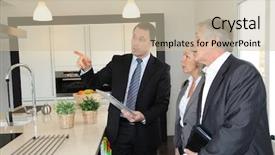  Presentation with active seniors senior couple - Presentation theme with real estate consulting - senior couple choosing new kitchen background and a soft green colored foreground