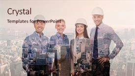  Presentation with architecture city - PPT theme enhanced with international engineering - business architecture development and people background and a lemonade colored foreground