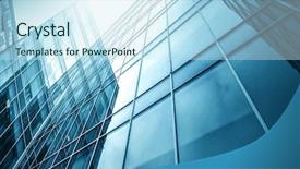  Presentation with high rise building - PPT layouts enhanced with growth real estate - panoramic and perspective wide angle background and a sky blue colored foreground