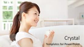  Presentation with sensuality woman black angel relaxing - Presentation design featuring real estate fun - beautiful young woman relaxing background and a lemonade colored foreground