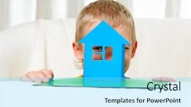  Presentation with house - Audience pleasing PPT theme consisting of real estate fun - little boy with a lue backdrop and a cyan colored foreground