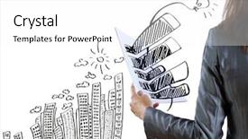  Presentation with paper hand drawn politics - PPT theme consisting of real estate fun - rear view of businesswoman background and a white colored foreground