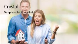  Presentation with love - Cool new presentation with real estate fun - young couple in love holding backdrop and a coral colored foreground