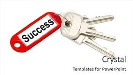  Presentation with keys - Audience pleasing presentation theme consisting of real estate goals - keys to success backdrop and a white colored foreground