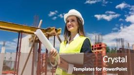  Presentation with architect - Presentation theme consisting of real estate goals - portrait of a confident female background and a tawny brown colored foreground