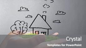  Presentation with for real estate - Colorful slides enhanced with real estate idea holding house backdrop and a gray colored foreground