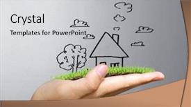  Presentation with real estate - Slides with real estate idea holding house background and a light gray colored foreground