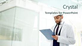  Presentation with real estate - PPT theme consisting of real estate inspector making notes background and a sky blue colored foreground