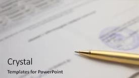  Presentation with contract - Amazing presentation having real estate law - gold pen on contract backdrop and a light gray colored foreground