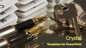  Presentation with files - Beautiful slide set featuring real estate law - keys pen and files backdrop and a tawny brown colored foreground