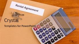  Presentation with close up wooden decking - Colorful slide deck enhanced with real estate law - rental agreement on wooden background backdrop and a coral colored foreground