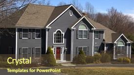  Presentation with colonial - Audience pleasing PPT layouts consisting of real estate listing - beautiful colonial house backdrop and a tawny brown colored foreground