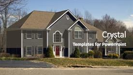  Presentation with colonial - Presentation design with real estate listing - beautiful colonial house background and a dark gray colored foreground