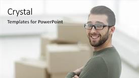  Presentation with estate - Presentation theme having real estate listing - handsome man standing in new background and a white colored foreground