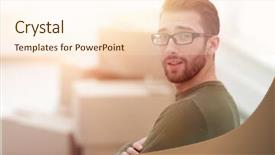  Presentation with estate - PPT theme having real estate listing - handsome man standing in new background and a cream colored foreground