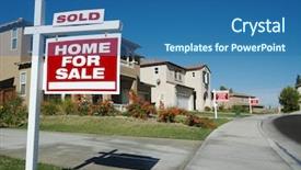  Presentation with new home - Presentation theme with real estate listing - home for sale signs one background and a ocean colored foreground