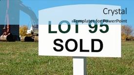  Presentation with residential - PPT theme consisting of real estate listing - old sign on a residential background and a light blue colored foreground